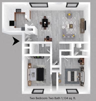 2-bedroom floor plan.